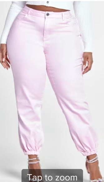 High Rise Denim Joggers - Picture 2 of 3